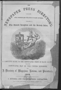 A front page from one of the Victorian press directories being used in the project