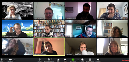 Mosaic of faces on the video call