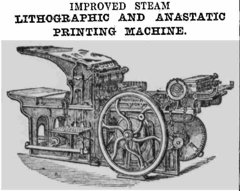 Image of a printing machine from a newspaper advertisement
