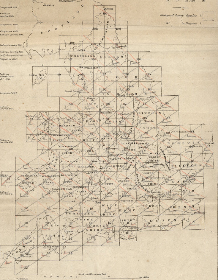 Index map: 1 inch to the mile sheets. 1839-1870.